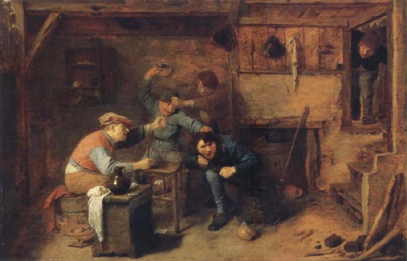 BROUWER, Adriaen Card players quarrelling oil painting image